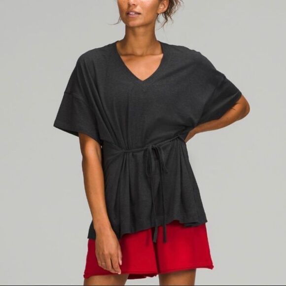Lululemon Side Tie V-neck Shirt Top Gray Black Size 8 NWOT - Picture 10 of 10